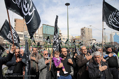 تجمع بزرگ عزاداران فاطمی در میدان هفت تیر