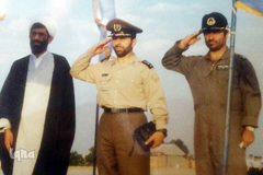 مراسم استقبال نظامی در کنار سپهبد شهید صیاد شیرازی، پایگاه هوایی همدان