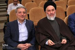 آیت‌الله مصطفی محقق‌داماد، استاد حوزه و دانشگاه و محمود نیلی احمد آبادی، رییس دانشگاه تهران