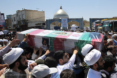 مراسم تشییع پیکر پاک مجاهد جانباز شهید حجت الاسلام سید «مهدی تقوی» از شهدای حادثه تروریستی مجلس در قم