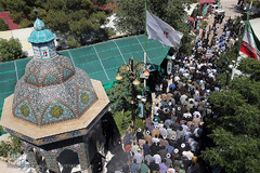 مراسم تدفین پیکر پاک مجاهد جانباز شهید حجت الاسلام سید «مهدی تقوی» از شهدای حادثه تروریستی مجلس در گلزار شهدای قم