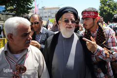 حضور حجت الاسلام شهیدی محلاتی، رییس بنیاد شهید و امور ایثارگران در راهپیمایی روز قدس