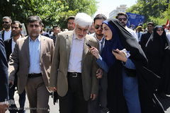 حضور محمد رضا عارف، رییس فراکسیون امید مجلس در راهپیمایی روز قدس