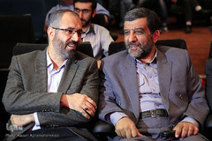 سیدعزت‌الله ضرغامی، عضو شورای عالی انقلاب فرهنگی و  محسن مؤمنی شریف، رئیس حوزه هنری