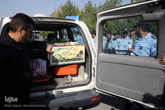 تشییع پیکرهای مطهر دو شهید گمنام دفاع مقدس در شهرک آسمان پایگاه یکم شکاری مهرآباد