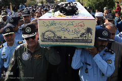 تشییع پیکرهای مطهر دو شهید گمنام دفاع مقدس در شهرک آسمان پایگاه یکم شکاری مهرآباد