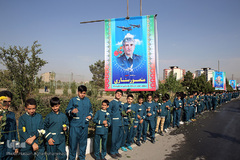 تشییع پیکرهای مطهر دو شهید گمنام دفاع مقدس در شهرک آسمان پایگاه یکم شکاری مهرآباد