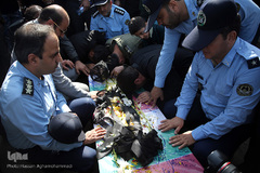 تشییع پیکرهای مطهر دو شهید گمنام دفاع مقدس در شهرک آسمان پایگاه یکم شکاری مهرآباد