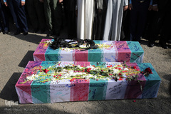 تشییع پیکرهای مطهر دو شهید گمنام دفاع مقدس در شهرک آسمان پایگاه یکم شکاری مهرآباد