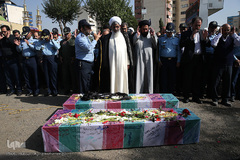 تشییع پیکرهای مطهر دو شهید گمنام دفاع مقدس در شهرک آسمان پایگاه یکم شکاری مهرآباد