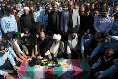 تشییع پیکرهای مطهر دو شهید گمنام دفاع مقدس در شهرک آسمان پایگاه یکم شکاری مهرآباد