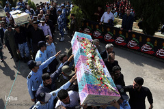 تشییع پیکرهای مطهر دو شهید گمنام دفاع مقدس در شهرک آسمان پایگاه یکم شکاری مهرآباد