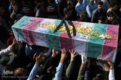 تشییع پیکرهای مطهر دو شهید گمنام دفاع مقدس در شهرک آسمان پایگاه یکم شکاری مهرآباد