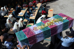 تشییع پیکرهای مطهر دو شهید گمنام دفاع مقدس در شهرک آسمان پایگاه یکم شکاری مهرآباد