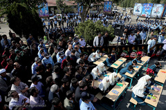 تشییع پیکرهای مطهر دو شهید گمنام دفاع مقدس در شهرک آسمان پایگاه یکم شکاری مهرآباد