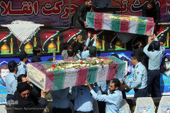 تشییع پیکرهای مطهر دو شهید گمنام دفاع مقدس در شهرک آسمان پایگاه یکم شکاری مهرآباد