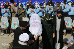 تشییع پیکرهای مطهر دو شهید گمنام دفاع مقدس در شهرک آسمان پایگاه یکم شکاری مهرآباد