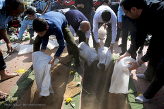 تشییع پیکرهای مطهر دو شهید گمنام دفاع مقدس در شهرک آسمان پایگاه یکم شکاری مهرآباد