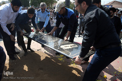 تشییع پیکرهای مطهر دو شهید گمنام دفاع مقدس در شهرک آسمان پایگاه یکم شکاری مهرآباد