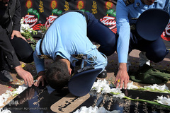 تشییع پیکرهای مطهر دو شهید گمنام دفاع مقدس در شهرک آسمان پایگاه یکم شکاری مهرآباد