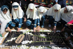 تشییع پیکرهای مطهر دو شهید گمنام دفاع مقدس در شهرک آسمان پایگاه یکم شکاری مهرآباد