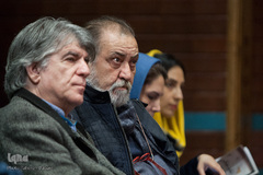 محمد فرنود و مجید رضاییان در نشست فیلم مستند شرح یک عکس