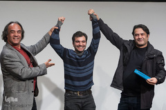 ساتیار امامی، امید وهاب زاده، سیف الله صمدیان در حاشیه اکران فیلم شرح یک عکس