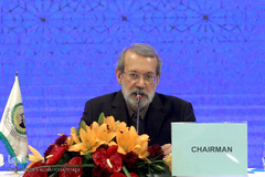 علی لاریجانی، رئیس مجلس شورای اسلامی در نشست اضطراری کمیته فلسطین اتحادیه بین‌المجالس کشورهای اسلامی