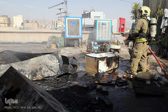 آتش سوزی در ساختمان تولیدی لباس چهارراه ولیعصر