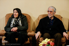 غلامحسین ابراهیمی دینانی به همراه همسرش در مراسم تجلیل از «مفاخر ماندگار»