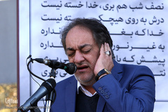 حسین موسوی بلده، قاری و مدرس قرآن کریم در مراسم تشییع پیکر مرحوم ابوالفضل زرویی نصرآباد