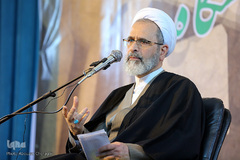 آیت الله علیرضا اعرافی، مدیر حوزه‌های علمیه کشور در بزرگداشت روز وحدت حوزه و دانشگاه در مدرسه عالی شهید مطهری