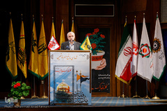 سعید اوحدی، رئیس سازمان فرهنگی هنری شهرداری تهران در سومین یادواره شهدای مدافع حرم فاتحین