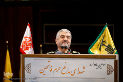 سردار محمد‌علی عزیز جعفری، فرمانده سپاه پاسداران انقلاب اسلامی در سومین یادواره شهدای مدافع حرم فاتحین