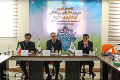 از راست منوچهر جهانیان، رئیس دانشکده علوم گردشگری، سیدسعید هاشمی، رییس دانشگاه علم و فرهنگ  و محمد حسین ایمانی خوشخو، سرپرست پارک علوم و فناوری‌های نرم و صنایع فرهنگی جهاددانشگاهی  در نشست خبری سومین کنفرانس بین المللی گردشگری و معنویت