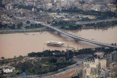 تصاویر هوایی از رودخانه کارون و منطقه سیل‌زده بامدژ