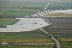 تصاویر هوایی از رودخانه کارون و منطقه سیل‌زده بامدژ