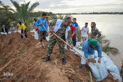 سیلاب در شهرستان کارون و تلاش برای مقابله با آن
