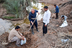 سیلاب در شهرستان کارون و تلاش برای مقابله با آن