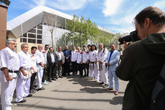 مراسم گلریزان جامعه ورزش برای کمک به مردم سیل‌زده