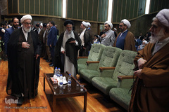 ورود حجت‌الاسلام‌ والمسلمین محمدی گلپایگانی، رئیس دفتر مقام معظم رهبری به مراسم تودیع و معارفه نماینده ولی فقیه در امور حج و زیارت