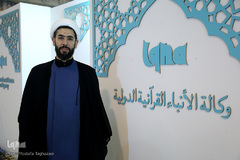 حجت الاسلام و المسلمین مصطفی رستمی، رئیس نهاد نمایندگی مقام معظم رهبری در دانشگاه‌ها در غرفه ایکنا در آخرین روز بیست و هفتمین نمایشگاه بین‌المللی قرآن کریم