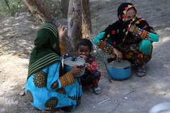 توزیع نذورات حسینی در میان گپرنشینان و اهالی فقیر روستاهای منطقه محروم جازموریان