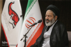 حجت‌الاسلام والمسلمین سید عبدالفتاح نواب، نماینده ولی فقیه در امور حج و زیارت در ⁨رونمایی از پوستر و لوگوی شعار اربعین 1398⁩