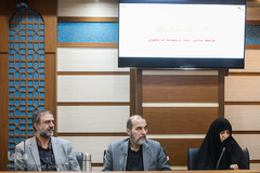 از راست لاله افتخاری، محمدعلی خواجه پیری و سیدعلی سرابی در جلسه شورای توسعه فرهنگ قرآنی