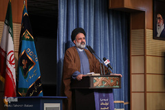 حجت الاسلام موسوی مقدم قائم مقام سازمان صدا و سیما در آئین رونمایی از تولیدات جدید فرهنگی و هنری بسیج