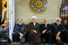 مصطفی صدرزاده و حجت الاسلام محسن عرفاتی مدیران سابق شبکه قرآن در ختم موسوی قهار