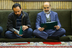 عبدالعلی علی عسگری، رئیس سازمان صدا و سیما و  جواد شیخ اکبری،‌ مدیر شبکه قرآن