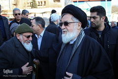 حجت الاسلام والمسلمین شهیدی، رییس بنیاد شهید و امور ایثارگران در مراسم تشییع پیکر مرحوم حجت الاسلام والمسلمین سید هاشم رسولی محلاتی