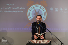 مهدی غلام‌نژاد،‌ قاری بین‌المللی در مراسم اختتامیه جشنواره فیلم ۱۱۴ ثانیه‌ای مبین